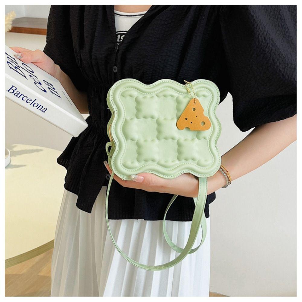 PU Leather Casual Messenger Bag Mini Crossbody Bag Simple Cheese Shoulder Bag Shopping