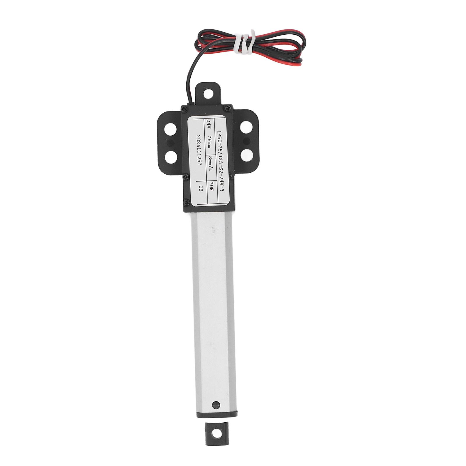 24V Electric Linear Actuator 75mm Stroke 70N Thrust 8mm s Linear Motion Actuator with Reverse Polarity Switch for RV