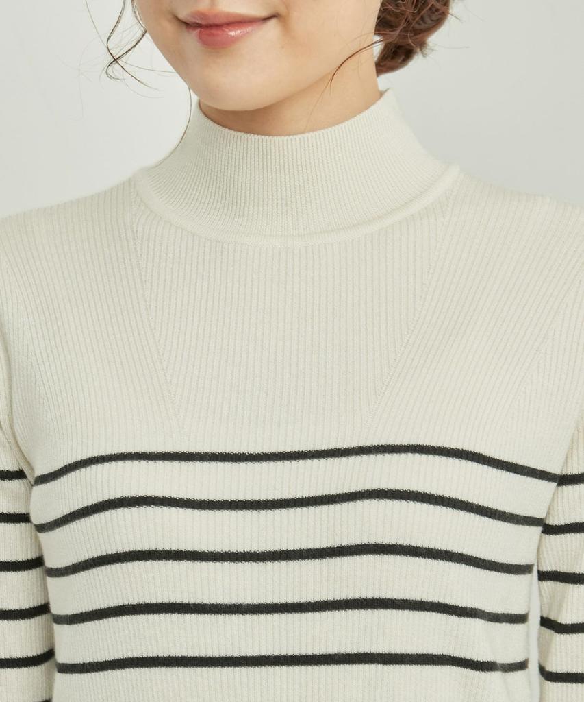 ROPE PICNIC Knit Pullover Machine Blue 38 Women's High-Neck Sweater, Anti-Slip, Washable, Anti-Pilling, (47)