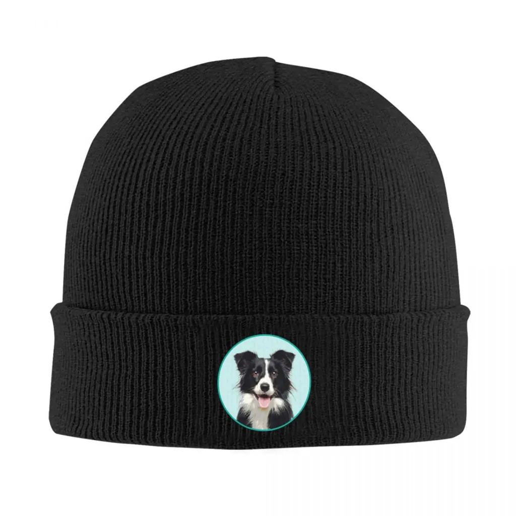 Cute Border Collie Dog Warm Knitted Cap Winter Knit Bonnet Hat Skullies Beanies Hip Hop Caps for Unisex