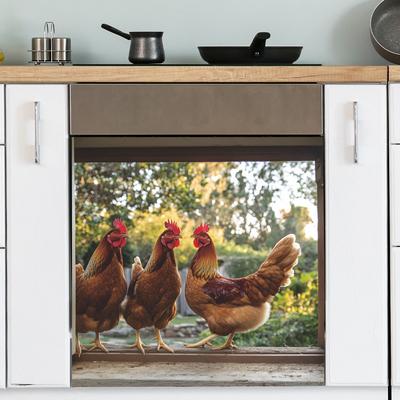 Rooster Dishwasher Sticker Home Background Landscaping Decorative Wall Sticker