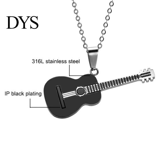 Men Women Rock Guitar Pendant Stainless Steel Necklace Jewelry Musician Gift