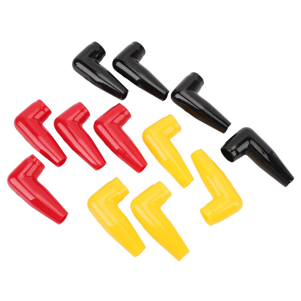 12PCS Battery Terminal Boots Insulating Covers 4 Red 4 Black 4 Yellow Protector Cable Lug Caps for Auto Marine