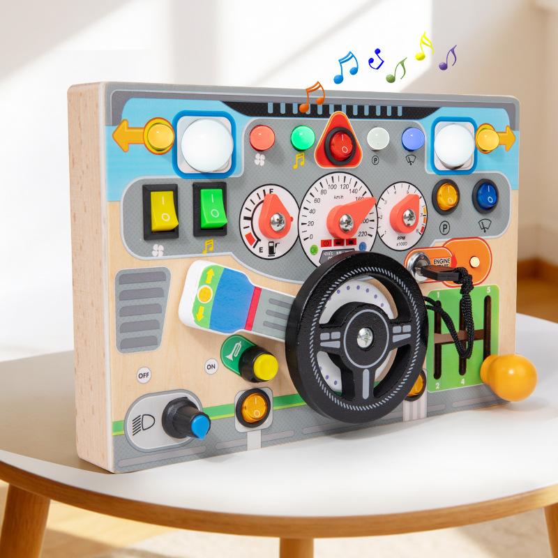 Morovan Montessori Busy Board, Sensorisches Aktivitätsbrett mit Schaltern Knöpfen, Reisespielzeug für Kleinkinder Jungen Mädchen, 21,5x14,5x3cm, Mehrfarbig