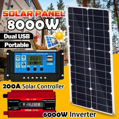 8000W Solar Panel System Solar Panel Battery Charge Controller 6000W Solar Inverter Kit Complete Power Generation