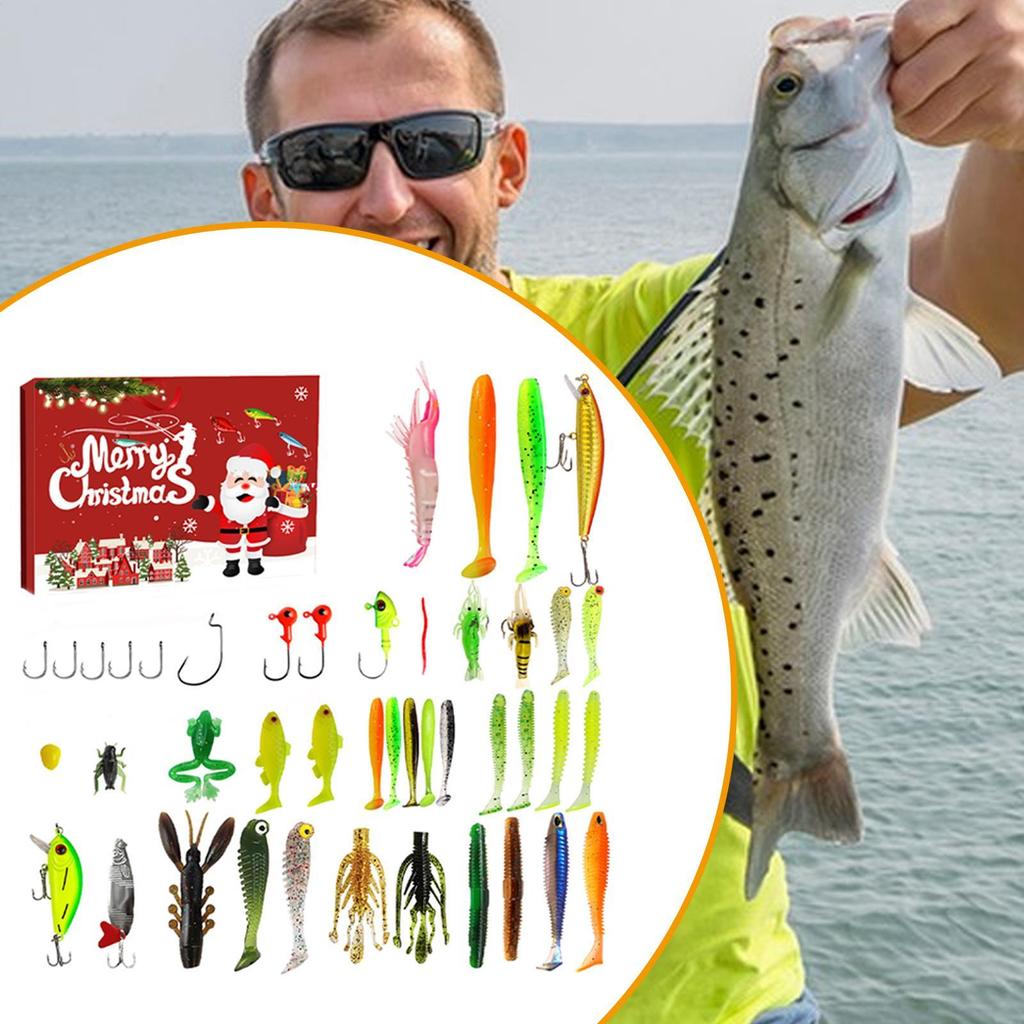 Christmas Countdown Advent Fishing Christmas Fishing Lure 24 Days Countdown Calendar Tackle Bait Lures Saltwater Freshwater Gear