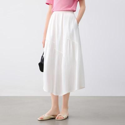 Elva's Island Women's Casual Pleated A-Line Midi Skirt