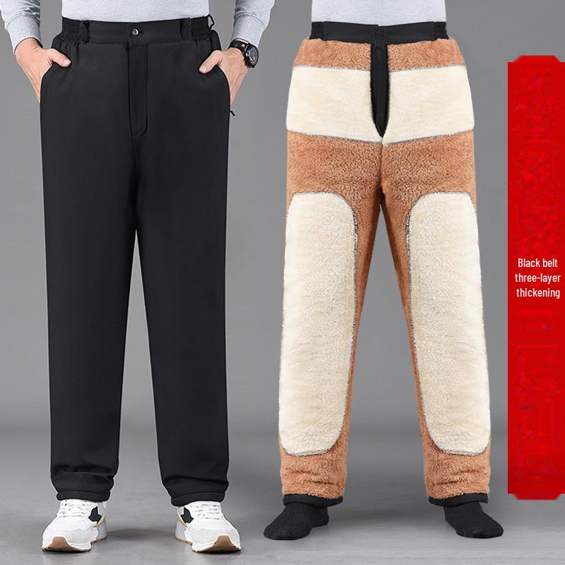 

Мужские утепленные повседневные зимние брюки - теплые брюки из хлопкового бархата для людей среднего и пожилого возраста M (90-115 jin)