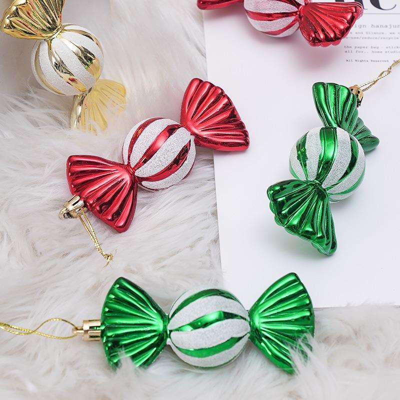 New Christmas Candy Pendant Christmas Tree Decoration Electroplating Painted Plastic Props Window Counter Ornament