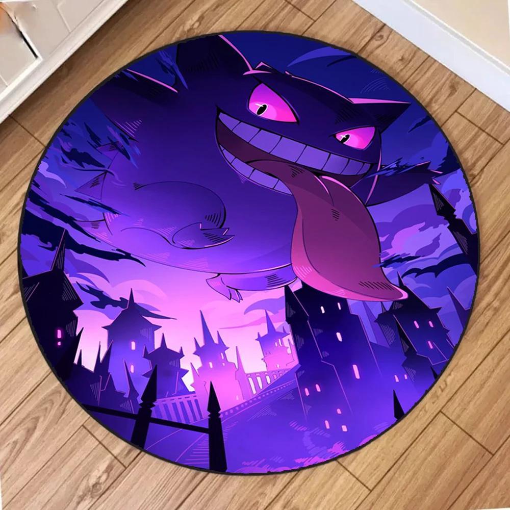  Cartoon Gengar Pokemon Round Mat Living Room Bedroom Kitchen Balcony Entrance Door Rugs Non-Slip Cute Carpet Home Decor