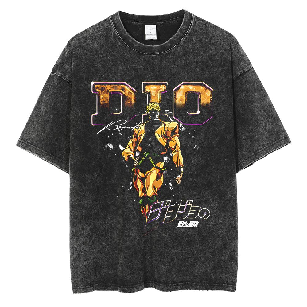 

Anime JoJos Bizarre Adventure Giorno Giovanna Print Washed TShirt Men Washed Cotton Tshirts Manga Vintage Tshirt Harajuku Tops S