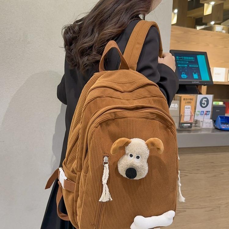 This Year, It Is Popular for Junior High School and High School Students To Use Practical Schoolbags, Backpacks, Light Retro Corduroy In Autumn and W