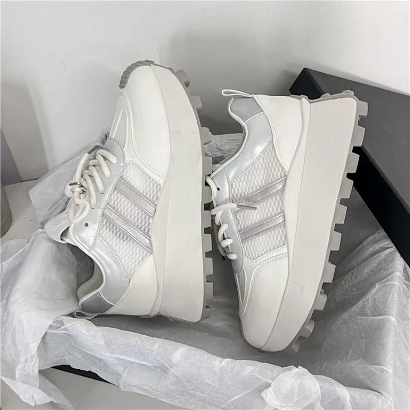 Mesh Breathable Women Casual chunky sneakers Lace-up Vulcanized Shoes Ladies Platform Sneakers Female Shoes  Zapatos De Mujer