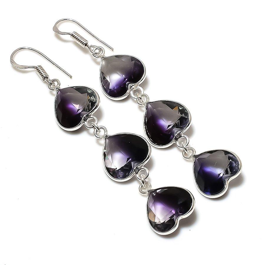 

Ювелирные серьги из стерлингового серебра 925 пробы с натуральным двухцветным турмалином 2,76 дюйма m1r85