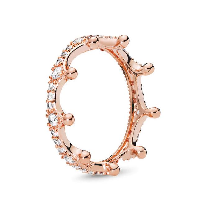 Anel Empilhável Cor Ouro Estilo Europeu Coroa Flor Anel de Dedo Para Mulheres Esposa Joia de Casamento Noivado Oferta Especial