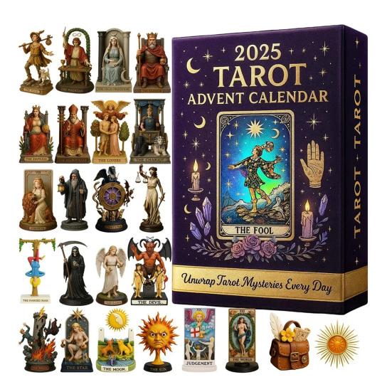 Tarot Advent Calendar 2025 24 Days Acrylic Countdown Calendar with Surprise Cards Christmas Tree Ornament for Holiday Decor