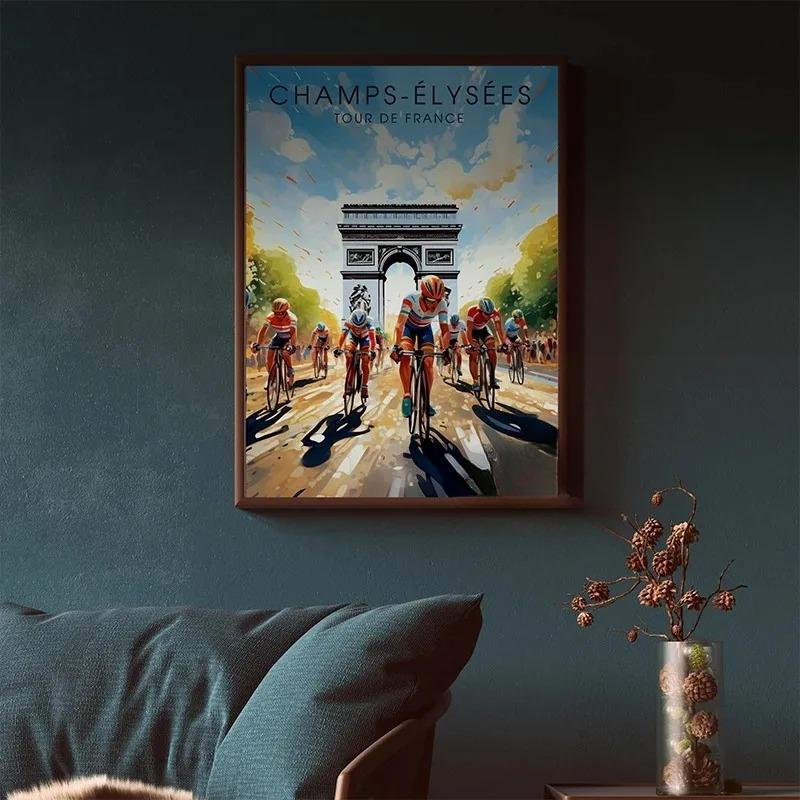 Bike and Cyclist Tour De France Poster Alpe D'Huez Circuit Landscape Prints Canvas Painting Wall Picture Living Room Home Decor