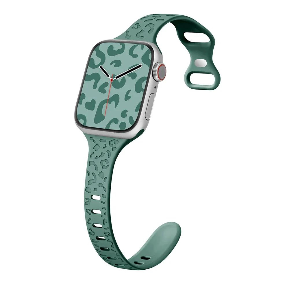 Wąski pasek do paska Apple Watch 40mm 41mm 42mm 38mm 49 44mm 45mm grawerowana silikonowa bransoletka Correa seria 8 7 6 9 5 4 3 SE Ultra