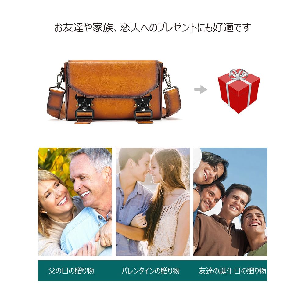 Whatna Antique-Style Tanned Natural Cowhide Leather Shoulder Bag for Men, Mini Crossbody Chest Bag with iPad Mini Storage, Perfect for Commuting,