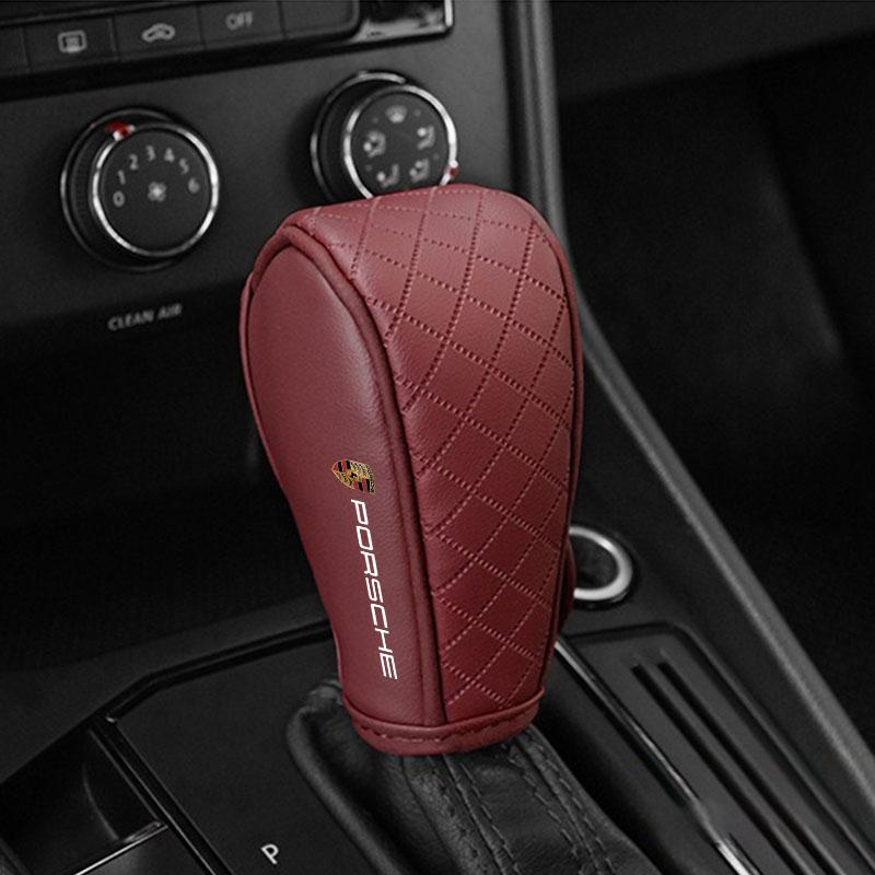 Car Gear Shift Cover PU Leather Shift Lever Cover Gearbox Shifter Knob Protective For Porsche Boxster Cayenne Panamera Macan Cayman 911 918 996 917