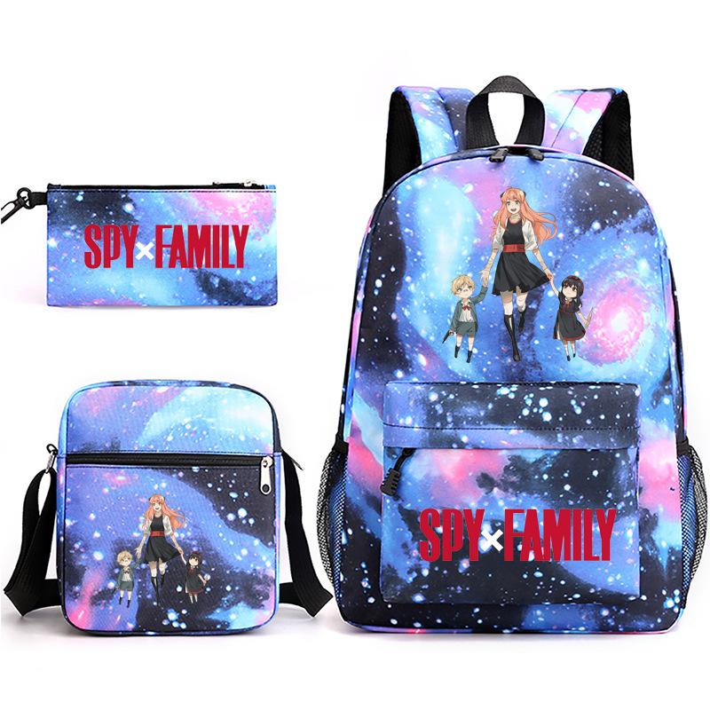 Spy Play House, Animation Periphery Backpack Student Schoolbag Satchel Pencil Case Three-Piece Set