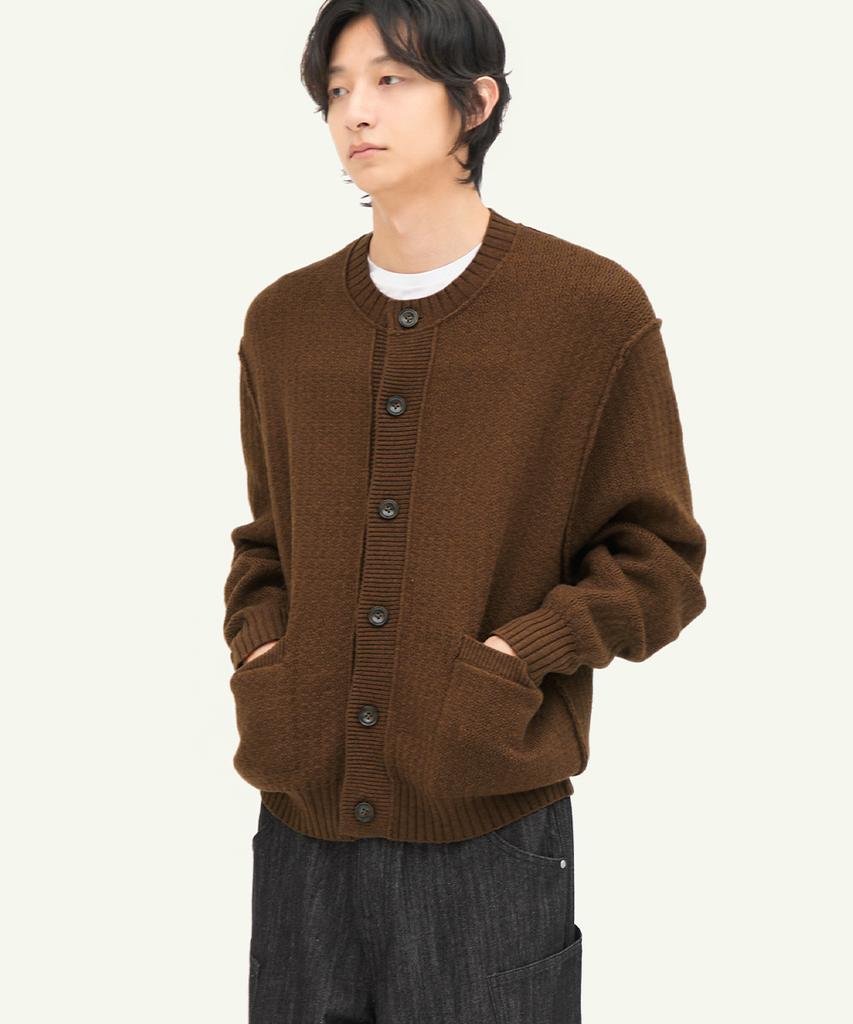 Intempomood Cottage Round Neck Cardigan_Brown