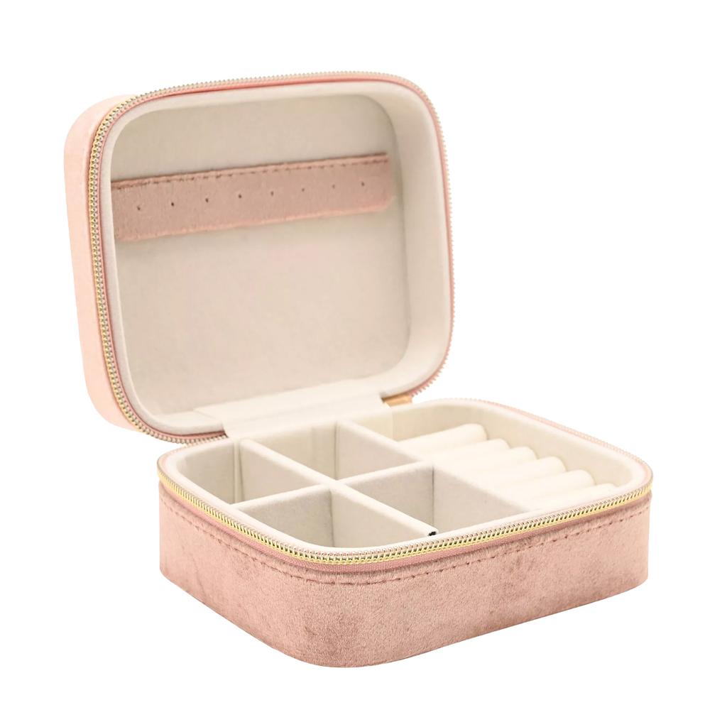 Sophia Classic Velvet Jewellery Box - Blush