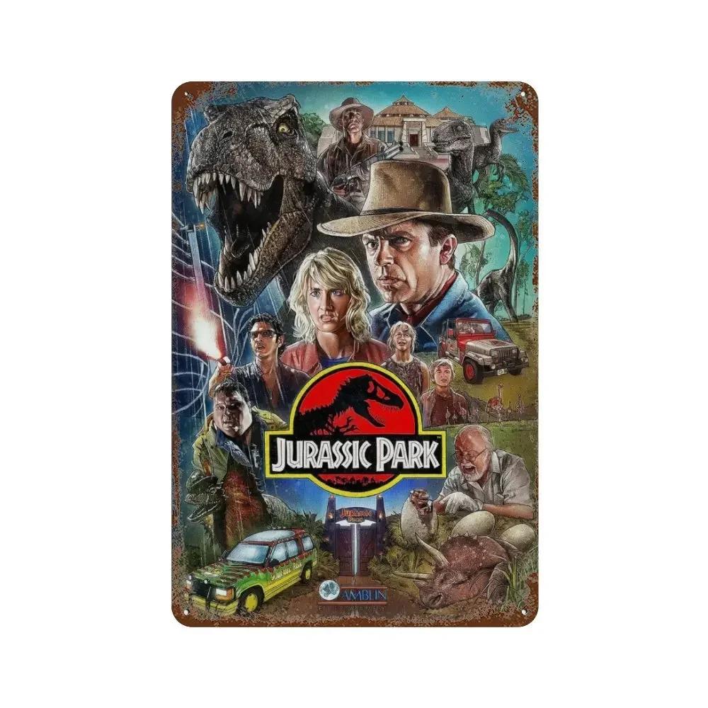 Jurassic Park Dinosaur Science Fiction Movie Sign Decor Metal Plate Poster Vintage Tin Sign Garage Man Cave Plaque Decoration