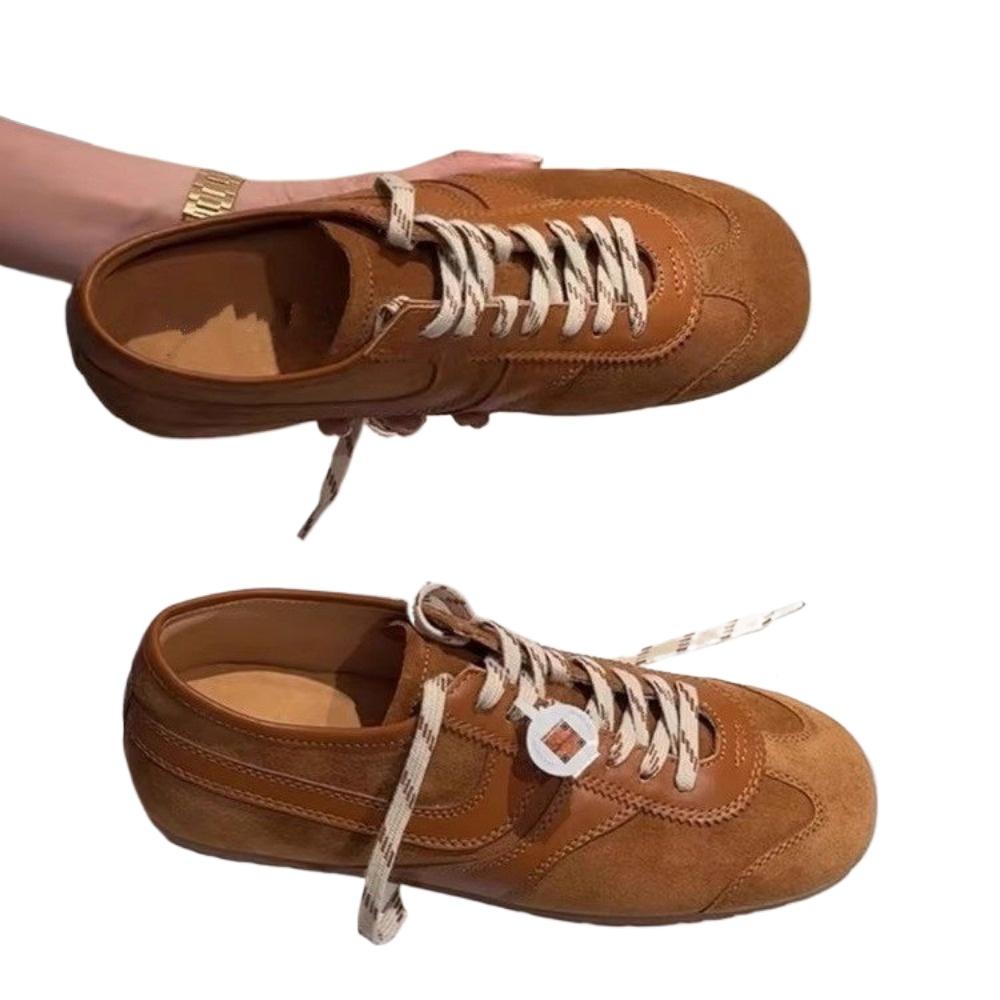 Leather Women's Casual Sneakers Designer Training Shoes Patchwork Lace-up Sneakers Leather Flat Women's Shoes