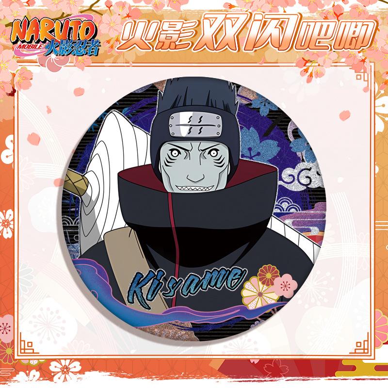 Naruto Double Flash Badge 233-243 Anime Merchandise Collectibles Cosplay Accessory New Design 75mm 58mm Pet Bar Full Characters