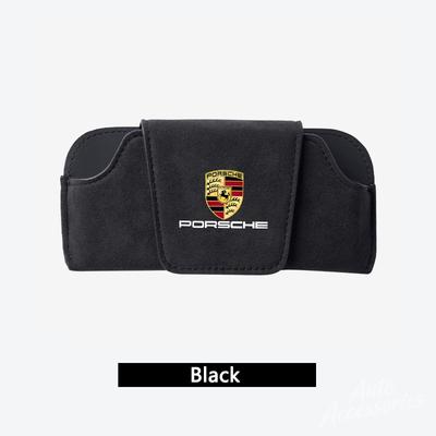 Suede Car Glasses Box Sun Visor Glasses Case Storage For Cayenne Panamera Macan 911 718 Taycan Boxster Cayman 918 Pajun
