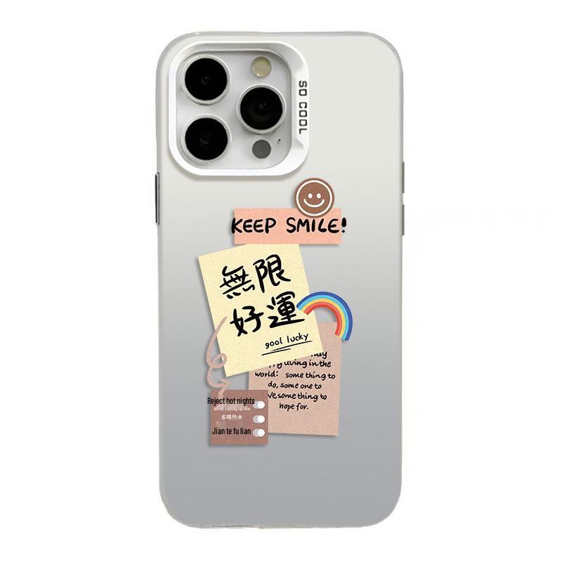 Good Luck Sticker for iPhone 13/14/16 Pro, 15 Pro Max, and 17 Cases - Apple Silver