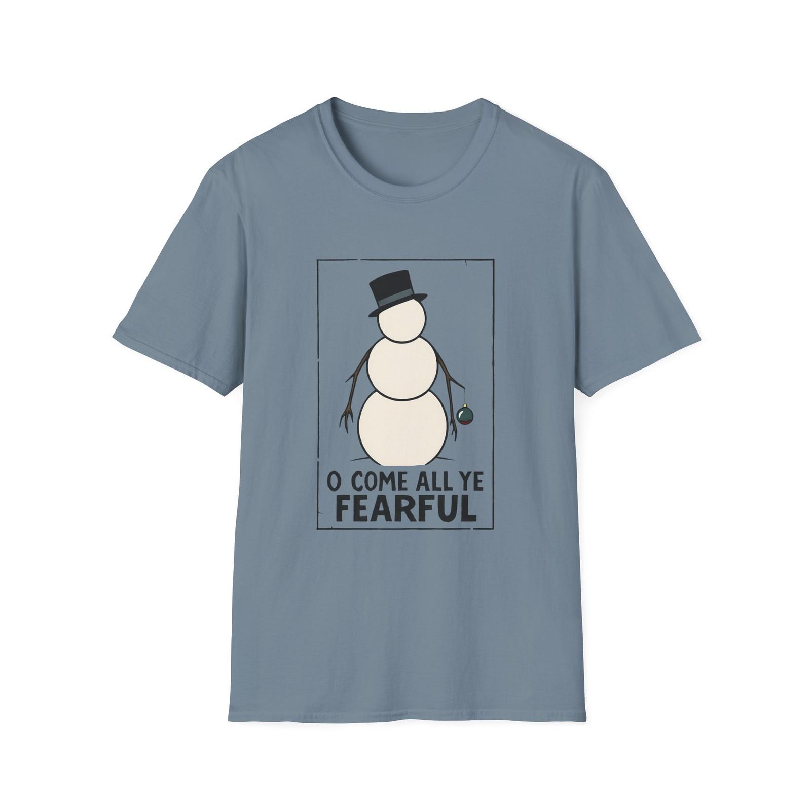 Unisex Softstyle T-Shirt Mens Womens Tees Top Creepy Faceless Snowman Gothic Holiday Christmas 4XL