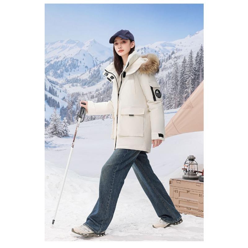Winter Thickened Warm Workwear Down Cotton Coat with Fur Collar Loose Korean Style Jacket