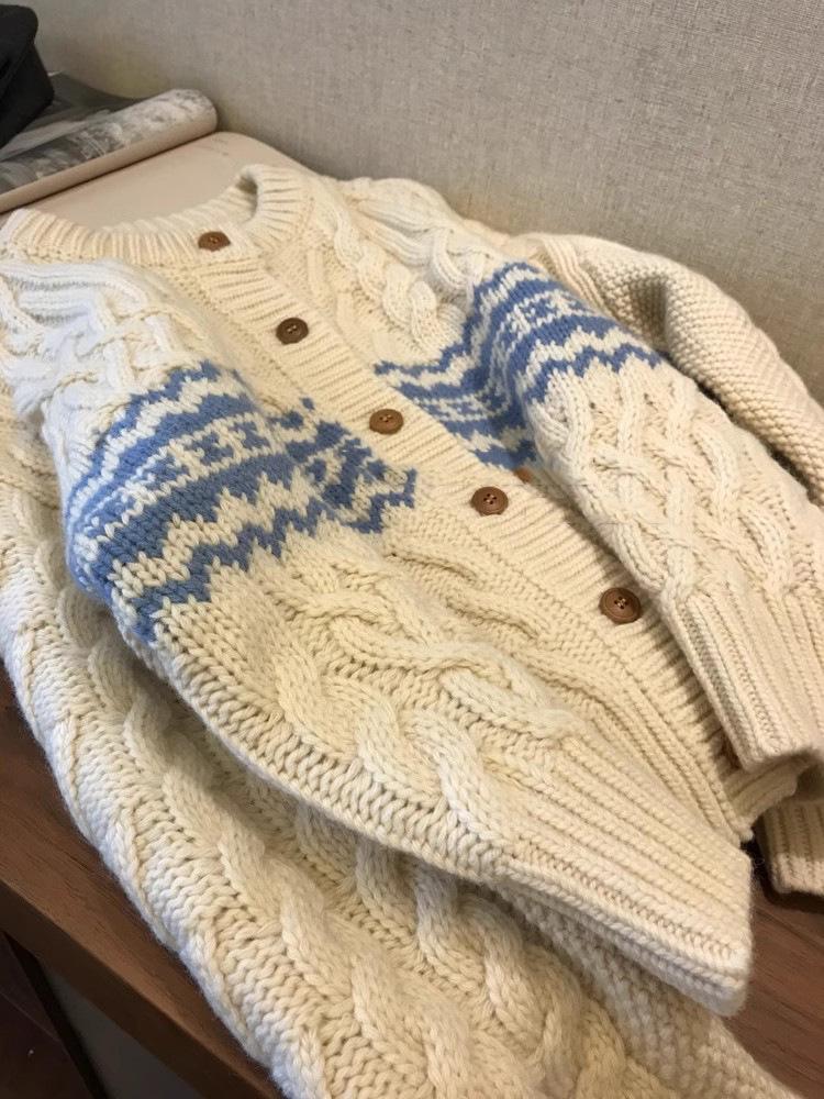 

Европейский женский свитер крупной вязки с круглым вырезом - Универсальный пуловер-кардиган с длинным рукавом для осени/зимы One Size белый