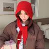 Women's Winter Warm Ear Protection Woolen Hat Scarf Knitted Pullover Hat
