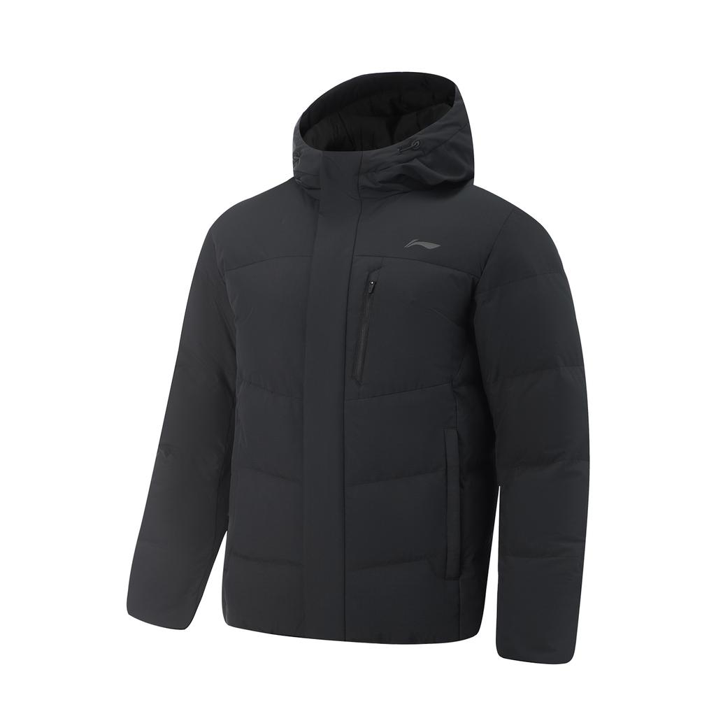 Li-Ning Fitness Series Warm Windproof Water-Resistant Hooded Down Jacket Men Jackets AYMV153-1