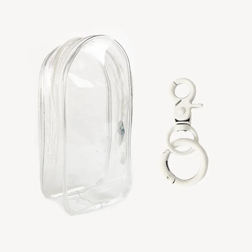 Colorful Transparent Protector Case Organizer Box for 17cm Labubu Plush Dolls Outdoor Display Bag With Keychain Doll Accessories