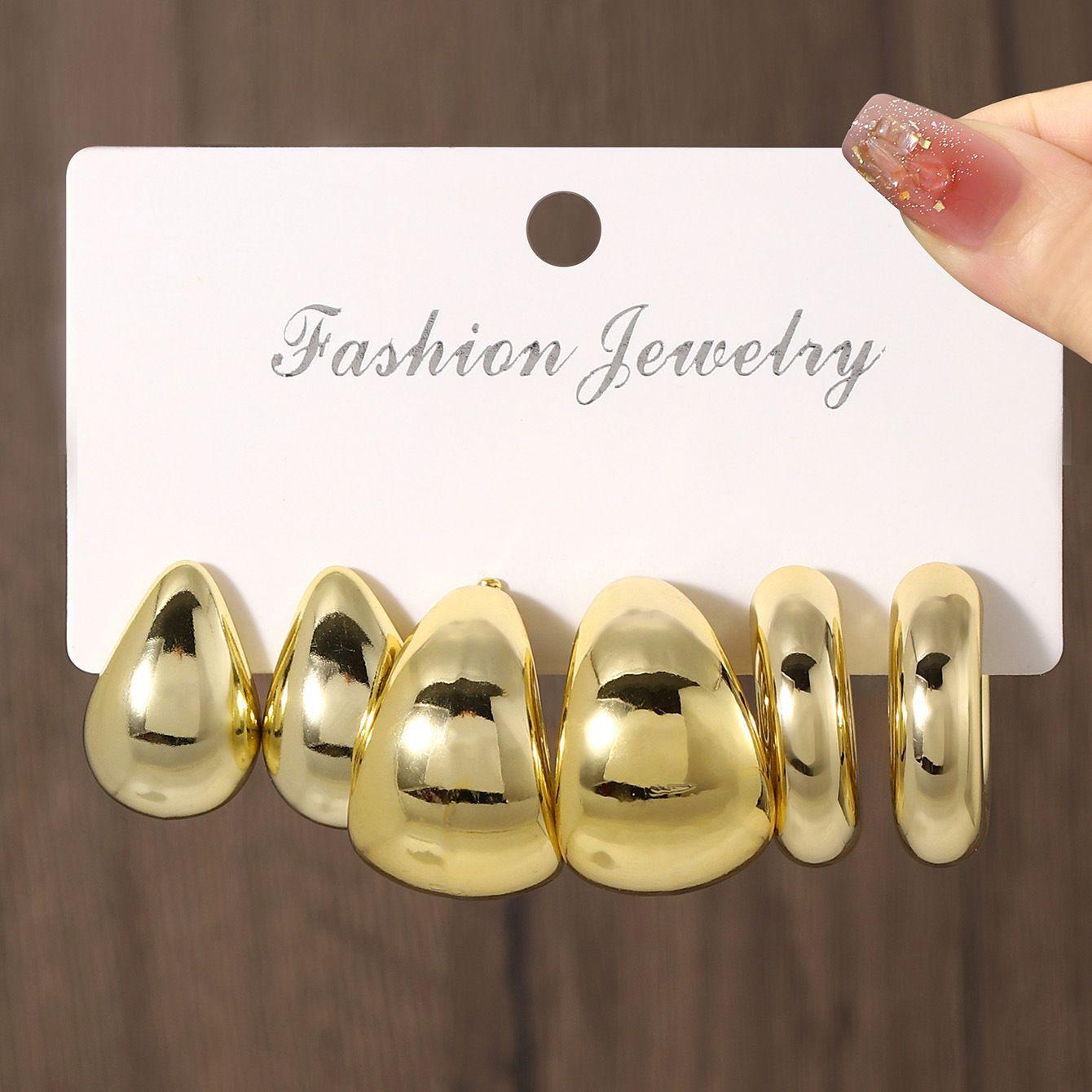 European and American earrings set, high-end niche cold style fashion versatile earrings