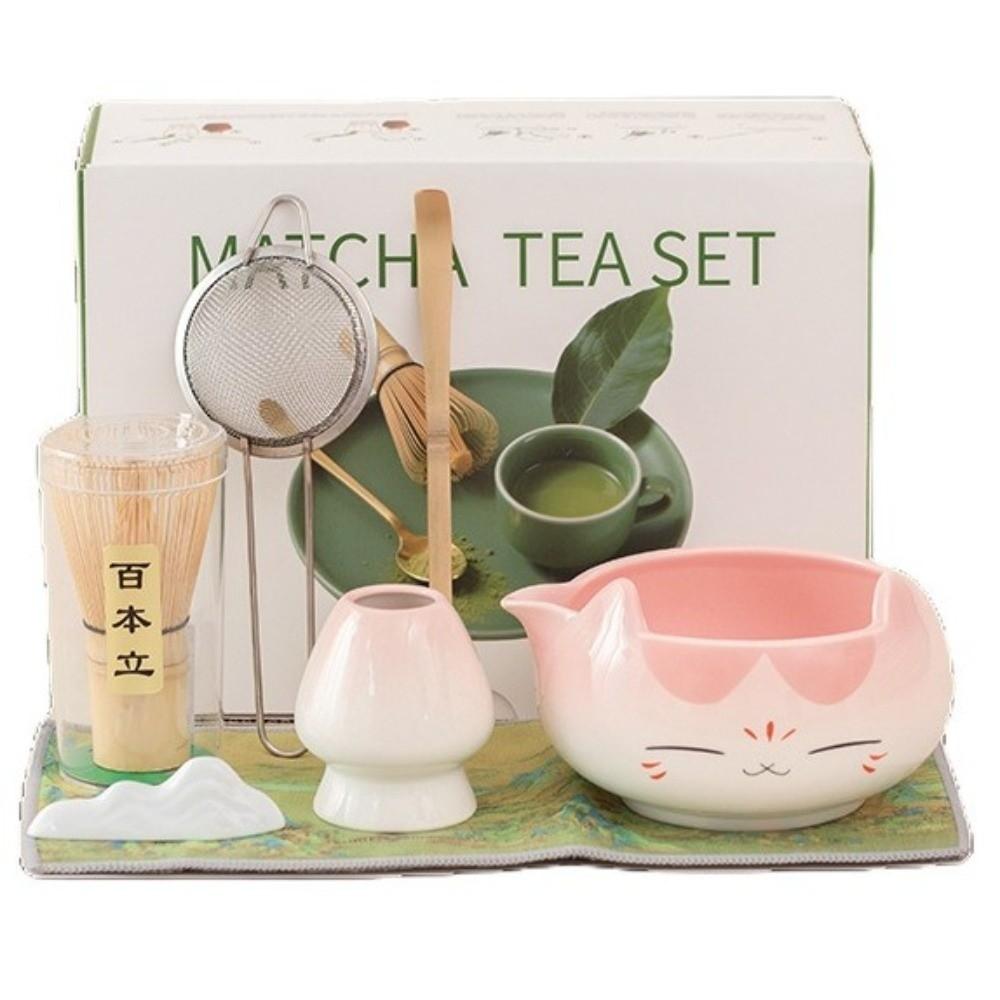 2/5/7pcs Ceramic Bowl Matcha Tea Set Pink Color Matcha Brewing Kit  Matcha Preparation