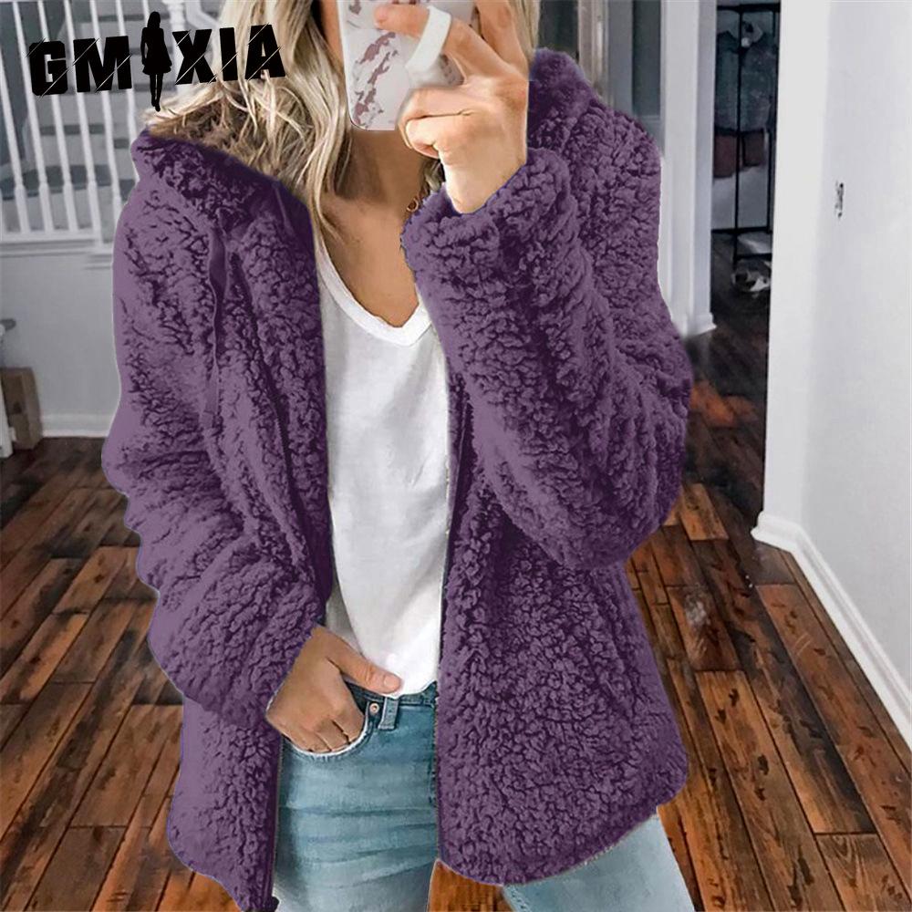 GMXIA Women's Vintage Casual lattice Print Autumn Winter Long Sleeve Hooded Jackets & Coats