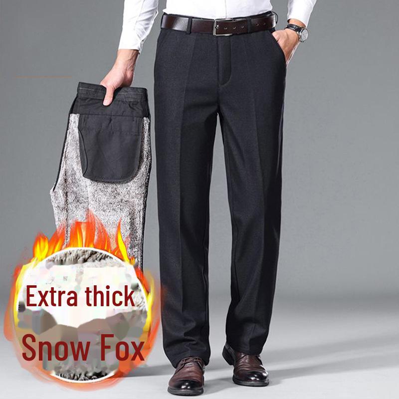 

Men s Snow Fox Velvet Thickened Casual Pants - Autumn/Winter Style, Dad s High-End Outerwear Trousers for Middle-Aged Men. 38