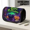 1pc Portable Flip-Top Halloween Themed Pencil Case with Double-Layer Zipper, Glowing Halloween Cauldron Green Design, Large Capacity Thickened Oxford