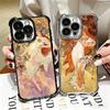 Vintage Alfons Mucha Primavera Plating Phone Case For Iphone 16 17 Pro Max Air 16E 14 15 Plus 12 13 Mini Anti-Fall Airabag Cover