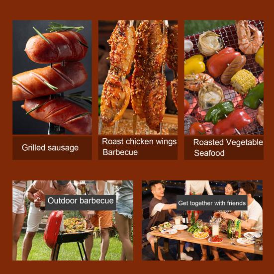 Heat Resistance Stainless Steel Double-Ended BBQ Fork Semi-automatic Design Reusable Barbecue Supply