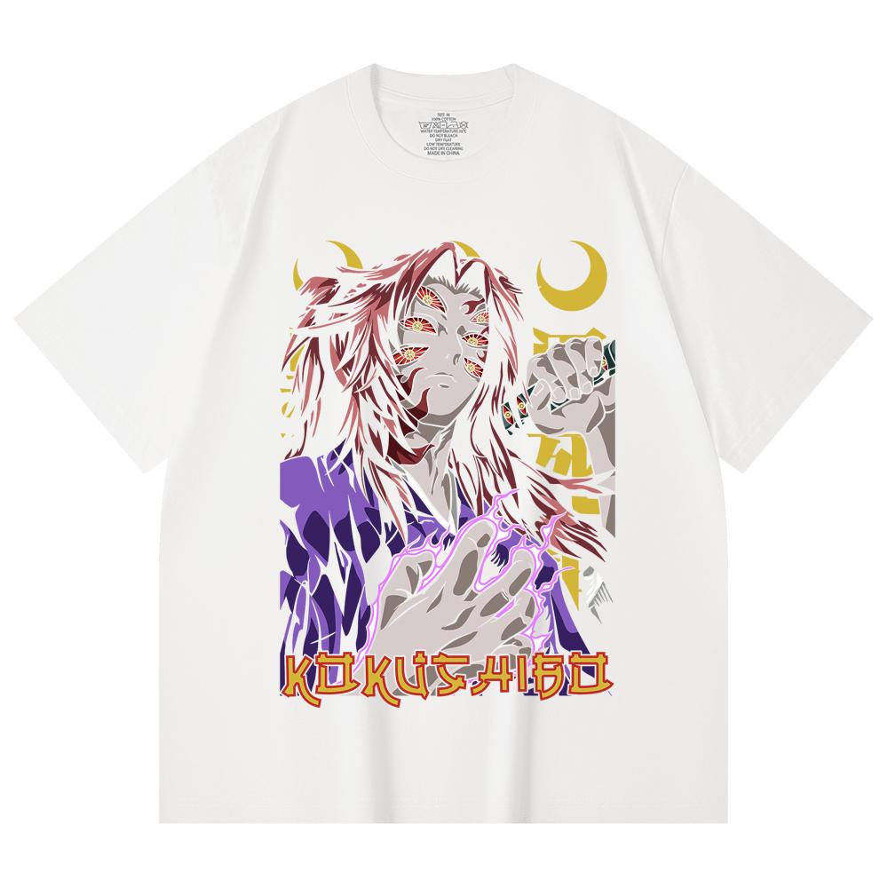 230 Gsm 100% Cotton Demon Slayer V105 Kokushibo Print Unisex Heavy Cotton T Shirt