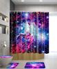 Tenda Doccia Galassia Viola Set Tappetino Antiscivolo Copri Sedile WC Tappetino Bagno Spazio Stellato Tenda Doccia Nebulosa Universo Set Bagno