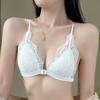 Schwarzes Spitzen-Dreieck-Bralette mit Frontverschluss, kabellos, dünne Träger, täglicher Komfort, Dessous