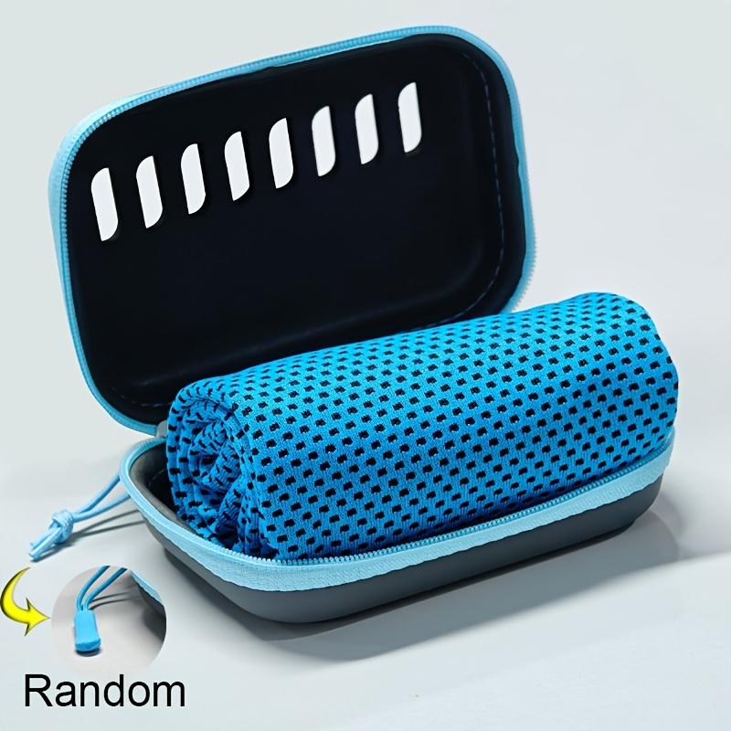 

1Pc Cooling Quick-Dry Sports Towel With EVA Storage Box - Lightweight, Portable, Machine Washable, Suitable For Camping, Hiking, Gym, Durable Fabric светло-синий
