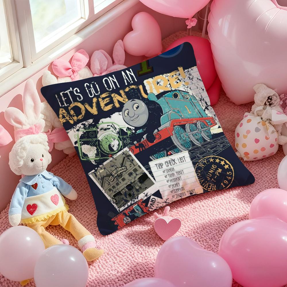 T-Thomas The Train Pillow Case Soft Plush Fabric Double-Sided Printed Cushion Cover Warm Winter Sofa Pillow Case